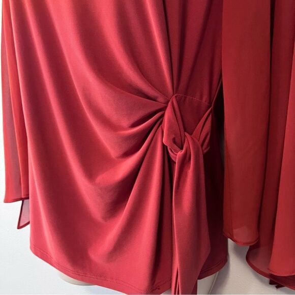 Coco Bianco Burnt Orange Knot Front Blouse Size M - Picture 3 of 6